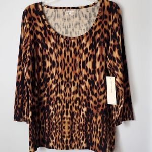 Jones New York Cheetah Print Long Sleeve Shirt
